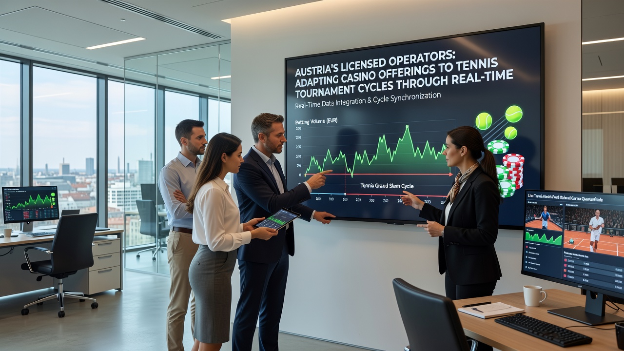 Dashboard interface showing real-time synchronization between tennis match data and casino game availability on Austrian licensed platforms