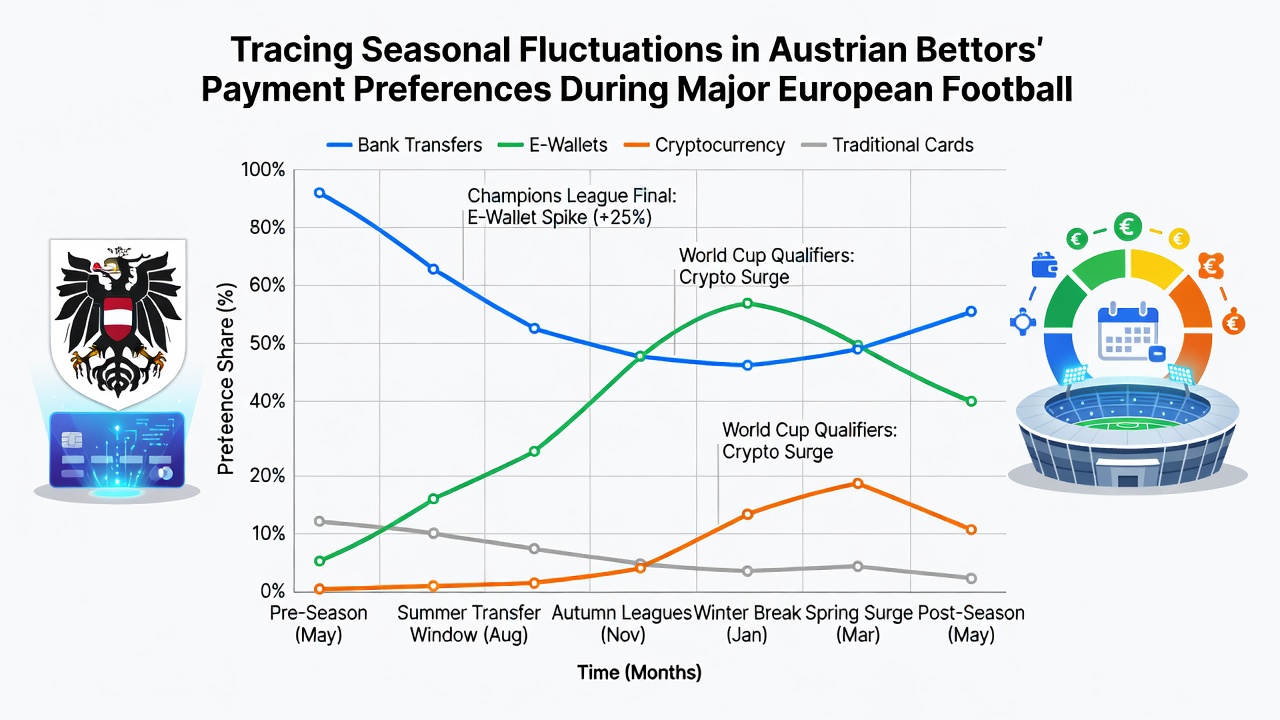 Chart showing seasonal changes in deposit methods used by Austrian bettors
